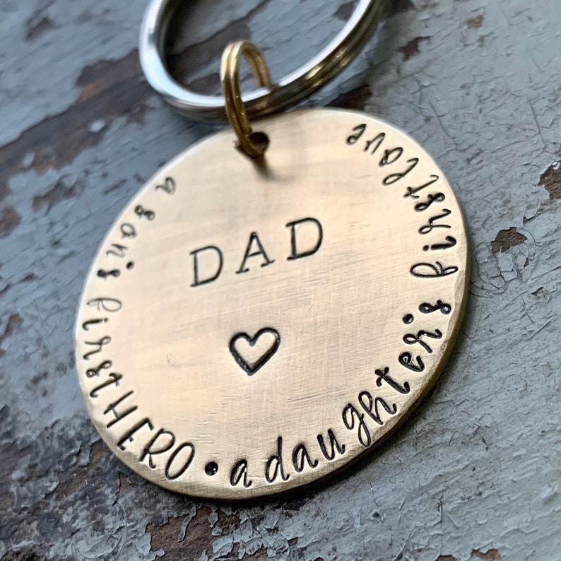 Gift for Dad From Daughter and Son Personalized Dad Keychain Etsy