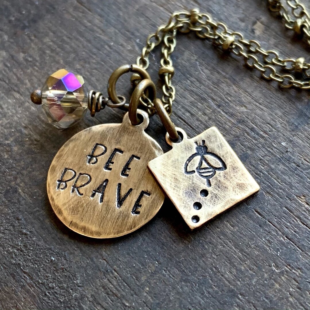 Gold Bee Necklace Antique Gold Honey Bee Necklace Bee Etsy