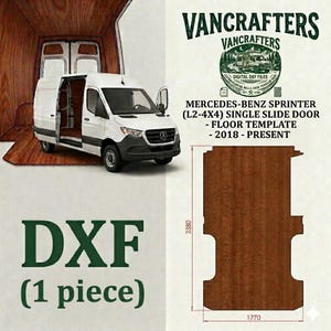Plantilla precisa (1 pieza) para suelo de furgoneta MB SPRINTER L2 (4X4), archivo DXF para suelo, revestimiento de madera contrachapada para vehículos a partir de 2018 (versión de puerta corredera simple).