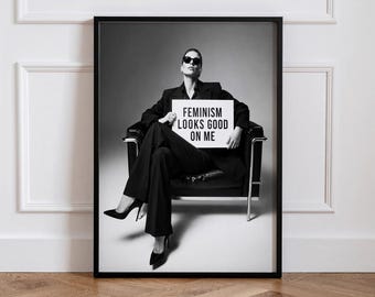Fotografía feminista en blanco y negro para pared, póster sobre el empoderamiento femenino, decoración femenina para la pared.
