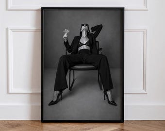 Cuadro decorativo de glamour femenino para pared, lámina de moda con temática de empoderamiento femenino, póster de fotografía feminista en blanco y negro.