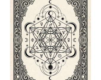 Libro da colorare sui tarocchi, pagine stampabili per adulti a tema stregoneria (download digitale)