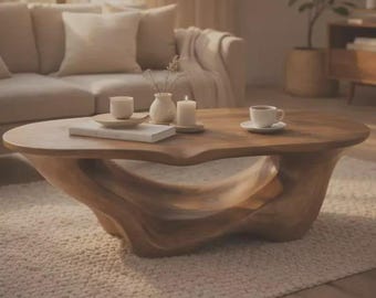 Sculptural Infinity Coffee Table | Handcrafted Organic Solid Wood Centerpiece