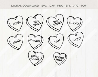 Ateez Candy Heart Sticker | ATiny Valentine Clip Art | KPop Digital Download | Instant Download for Cricut Silhouette DXF Eps Svg Png shirt