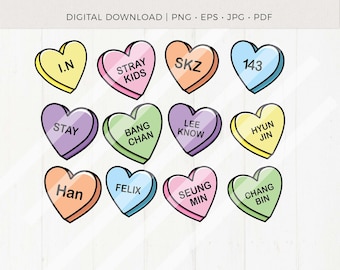 Stray Kids Candy Heart Sticker | SKZ Valentine Clip Art | KPop Digital Download | Instant Download Cricut Silhouette DXF Eps Svg Png shirt
