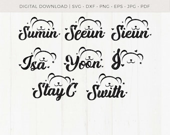 Naklejka StayC Teddy Bear | Swith svg | KPop Digital Download | Natychmiastowe pobieranie dla Cricut Silhouette DXF plik cięcia cyfrowego EPS Svg Png shirt