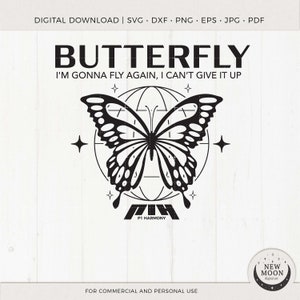 P1 Harmony Butterfly Vector / P1ece svg / Piwon Decal / Kpop Digital Download / Silhouette DXF archivo de corte digital EPS Svg Png camiseta