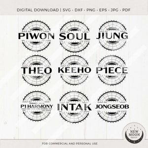 P1 Harmony Set In Vector | P1ece svg | KPop Digital Download | P1Harmony Download for Cricut DXF cut file EPS Svg Png Piece Lightstick Decal