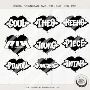 P1 Harmony / P1ece svg / Descarga digital KPop / Descarga P1Harmony para Cricut Archivo de corte digital DXF EPS Svg Png Lightstick Decal