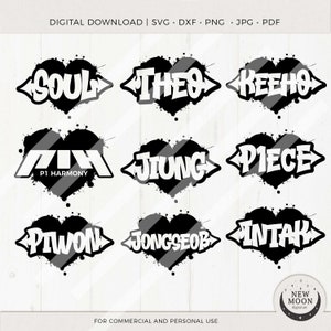 P1 Harmony | P1ece svg | KPop Digital Download | P1Harmony Download for Cricut DXF digital cut file EPS Svg Png Lightstick Decal