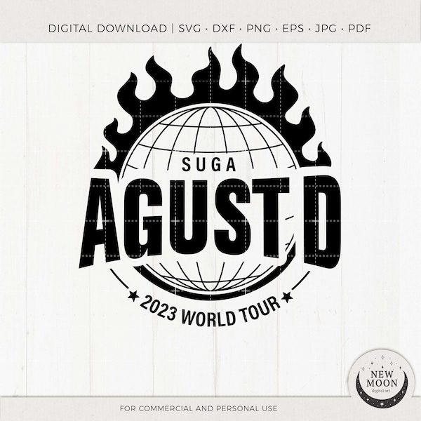 Agust D Vector | BTS svg | KPop Sticker | Instant Download for Cricut Silhouette DXF digital cut file Eps Svg Png shirt | Suga Shirt