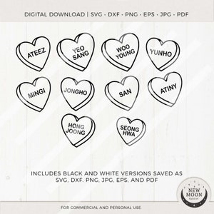 Autocollant coeur de bonbons Ateez | ATiny Valentine Clip Art | Téléchargement numérique KPop | Téléchargement instantané pour chemise Cricut Silhouette DXF Eps Svg Png