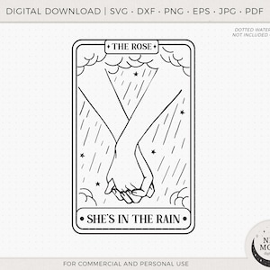 Ella está en el vector de cartas del tarot de la lluvia / La calcomanía de la rosa / Etiqueta engomada de la rosa negra / Archivos vectoriales de la rosa negra para Cricut y Silhouette / Kpop Svg