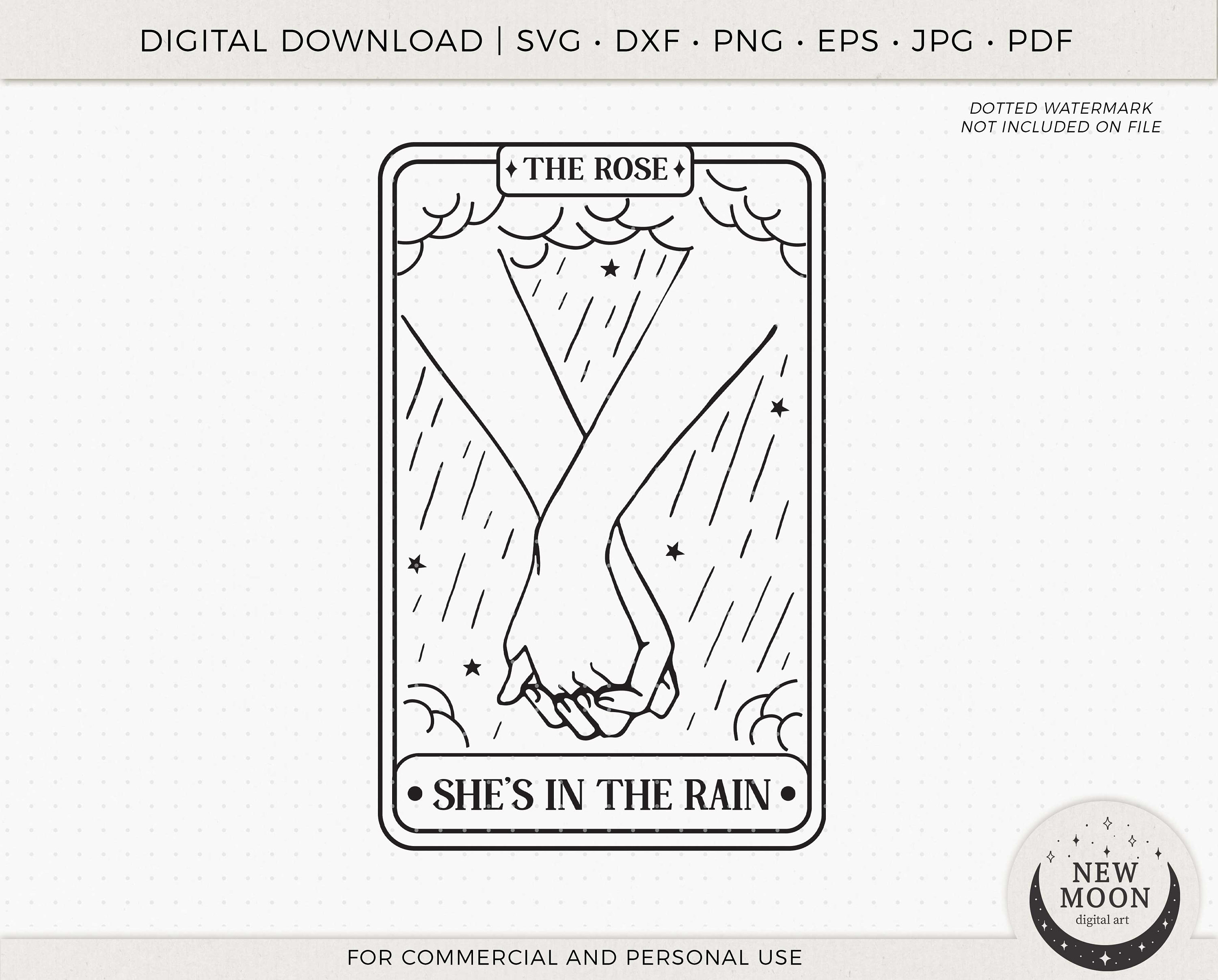 She's in the Rain Tarot Card Vector | the Rose Decal | Black Rose