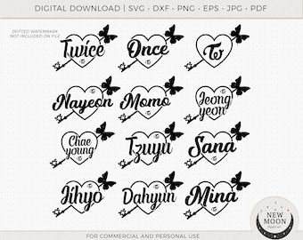 Tweemaal Svg Eps Pdf Jpg Png | Tweemaal illustraties | Digitale KPop-download | Tweemaal sticker | Vectorbestanden voor Cricut en Silhouette | Eenmalig cadeau