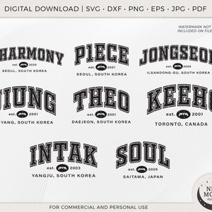 P1 Harmonienamen | P1ece svg | KPop Digitaler Download | P1Harmony Download für Cricut DXF Datei geschnitten