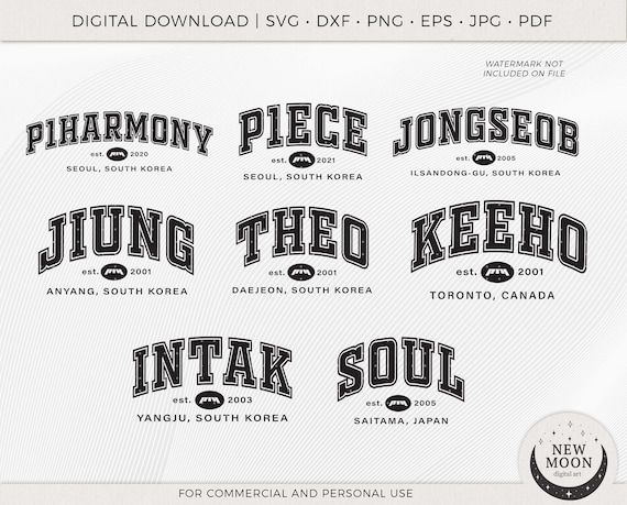 P1 Harmony Names | P1ece Svg | Kpop Digital Download | P1harmony