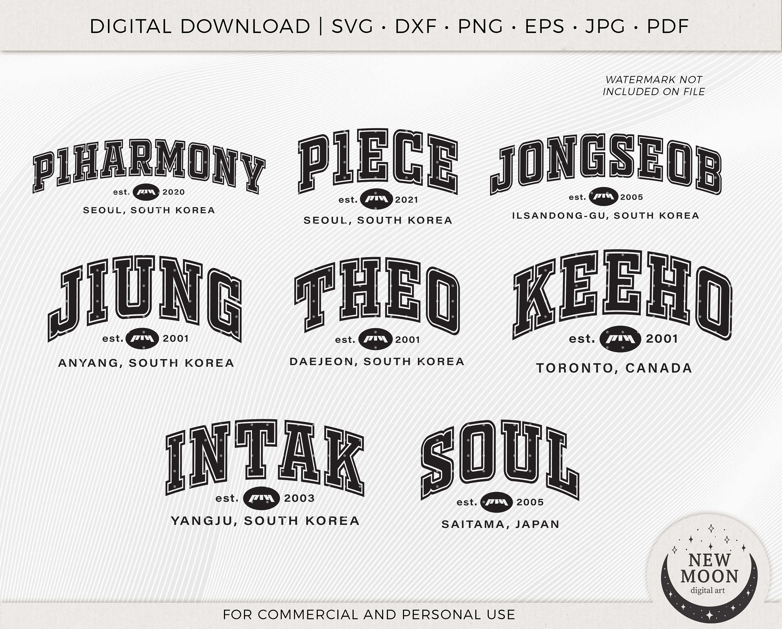 P1 Harmony Names | P1ece Svg | Kpop Digital Download | P1harmony