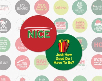 Christmas Humor - 1 Inch Circle Digital Collage Sheet for Bottle Cap Pendants, Magnets and More (Instant Download No. 639)