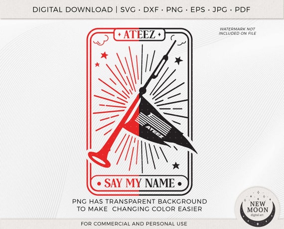 Ateez Say My Name Tarot Card Vector | Ateez Svg | Kpop Sticker