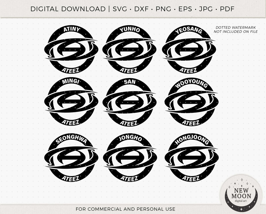 Ateez Names | Atiny Clip Art | Kpop Digital Download | Ateez
