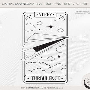 Carta de Tarô Turbulência | Ateez svg | Adesivo KPop | Download instantâneo para Cricut Silhouette DXF arquivo de corte digital Png camisa | Adesivo Ateez