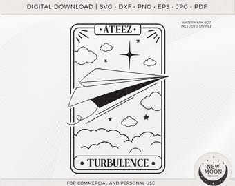Turbulence Tarot Card | Ateez svg | KPop Sticker | Instant Download for Cricut Silhouette DXF digital cut file Png shirt | Ateez Sticker