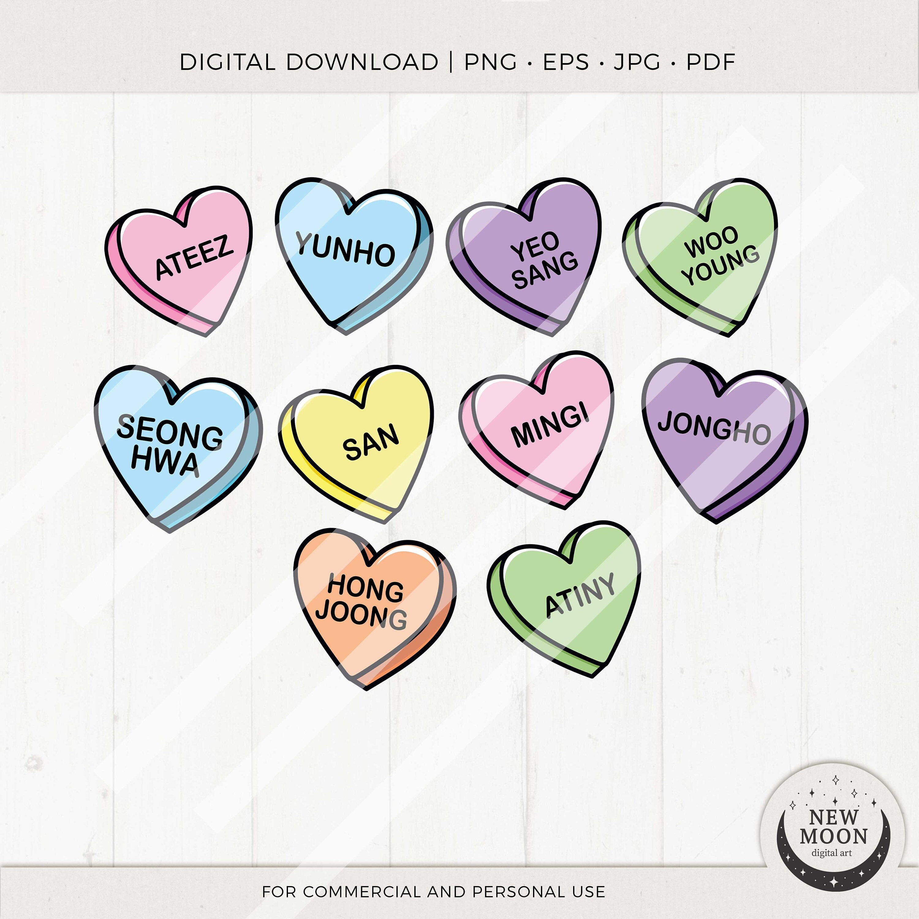 Ateez Candy Heart Sticker | Atiny Valentine Clip Art | Kpop