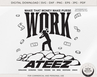 Ateez Work Vector  | Ateez svg | KPop Vector | Instant Download for Cricut Silhouette DXF digital cut file Png shirt | Atiny svg