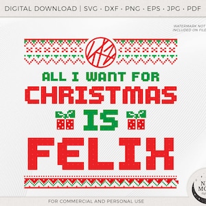 Felix Christmas Svg Eps Pdf Jpg Png / Clip Art SKZ / Descarga digital KPop / Calcomanía de Stray Kids / Archivos vectoriales para Cricut y Silhouette