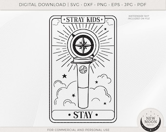 Stray Kids Lightstick Tarot Card svg | SKZ Clip Art | KPop Digital Download | Stray Kids Decal | Vector Files for Cricut and Silhouette