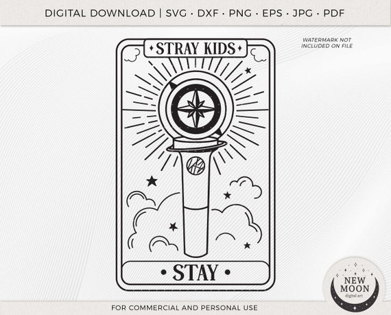 Stray Kids Lightstick Tarot Card svg | SKZ Clip Art | KPop Digital Download | Stray Kids Decal | Vector Files for Cricut and Silhouette