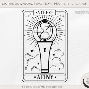 Ateez NEUE Lightstick Tarot Karte | Ateez svg | KPop Vektor | Sofort Download für Cricut Silhouette digital geschnitten Datei Png Shirt | Herz-Svg