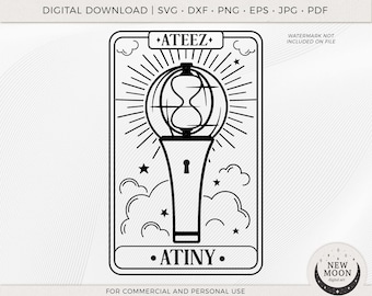 Ateez NEW Lightstick Tarot Card  | Ateez svg | KPop Vector | Instant Download for Cricut Silhouette digital cut file Png shirt | Atiny svg