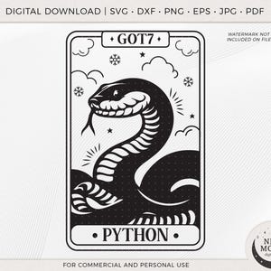 Carta del tarot de GOT7 Python svg / Clip Art de Ahgase / Descarga digital de KPop / Calcomanía de GOT7 / Archivos vectoriales para Cricut y Silhouette