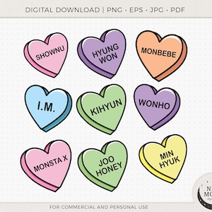 Monsta X Candy Heart | Monsta X Clip Art | KPop Digital Download | Instant Download for Cricut Silhouette DXF cut file Eps Svg Png shirt