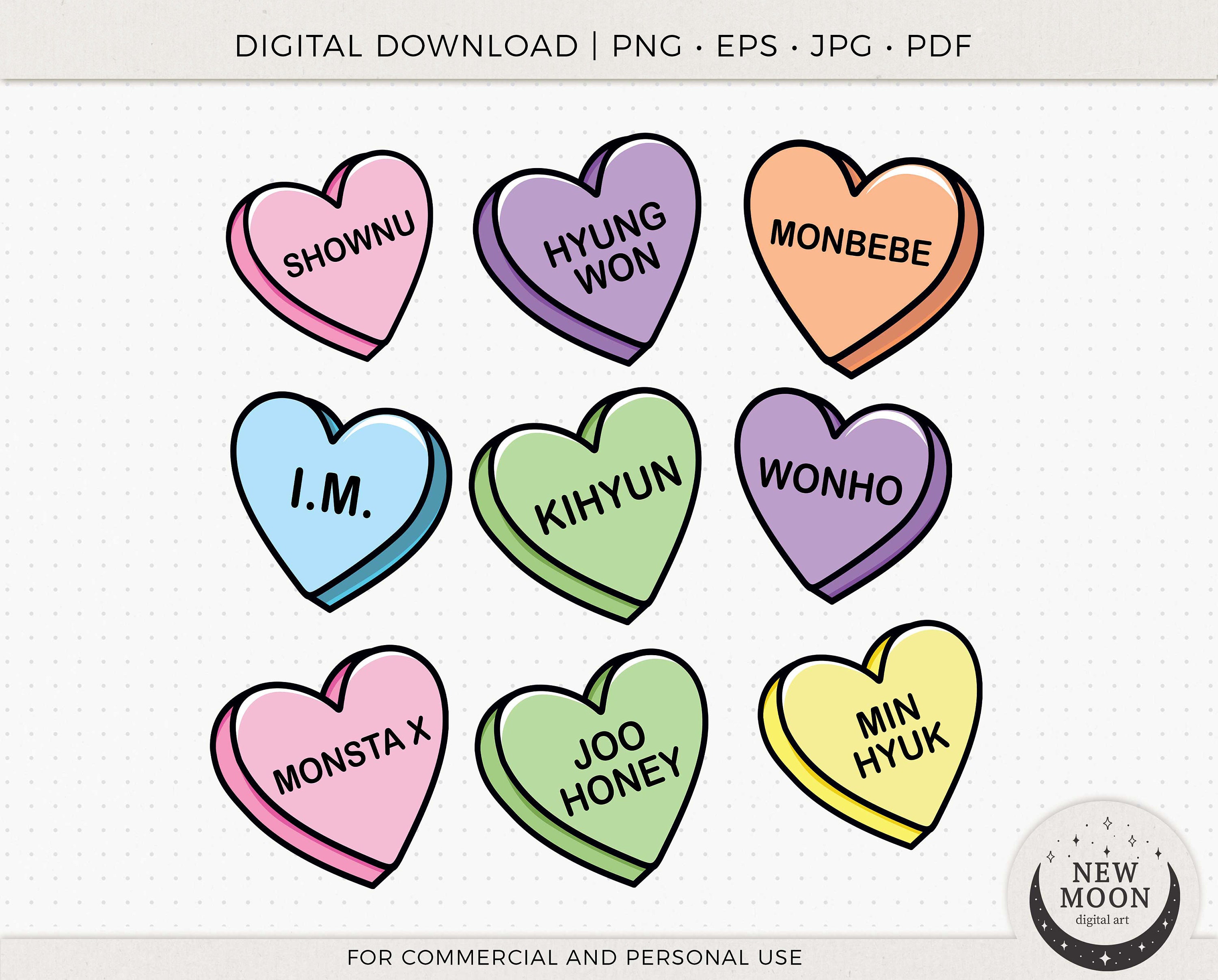 Monsta X Candy Heart | Monsta X Clip Art | KPop Digital Download | Instant Download for Cricut Silhouette DXF cut file Eps Svg Png shirt