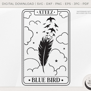Carta de Tarô Blue Bird | Ateez svg | Adesivo KPop | Download instantâneo para Cricut Silhouette arquivo de corte digital Png shirt | Adesivo Ateez