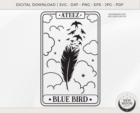 Blue Bird Tarot Card | Ateez Svg | Kpop Sticker | Instant Download