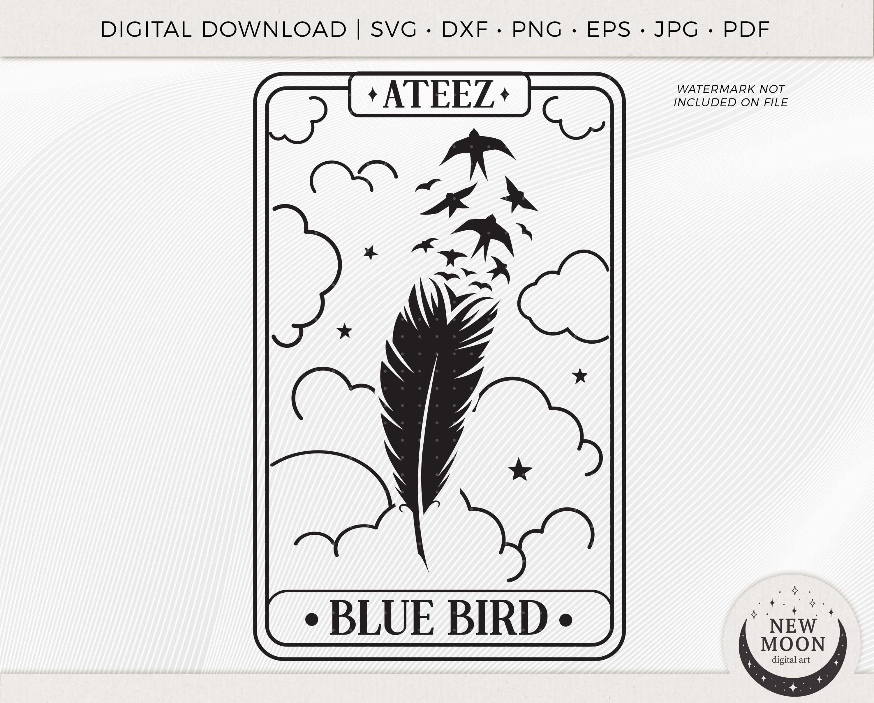 Blue Bird Tarot Card | Ateez Svg | Kpop Sticker | Instant Download