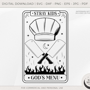 Carta del Tarot del menú de Dios de Stray Kids / Clip Art de SKZ / Descarga digital de KPop / Calcomanía de Stray Kids / Archivos vectoriales para Cricut y Silhouette