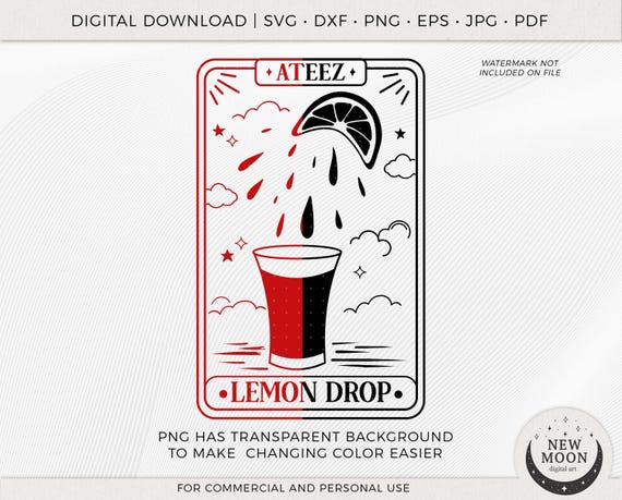 Ateez Lemon Drop Tarot Card | Ateez Svg | Kpop Vector | Instant