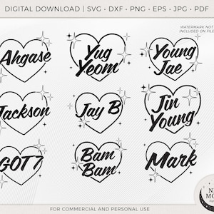 Corazones GOT7 SVG / Clip Art Ahgase / Descarga digital KPop / Calcomanía GOT7 / Archivos vectoriales para Cricut y Silhouette / Calcomanías Lightstick GOT7