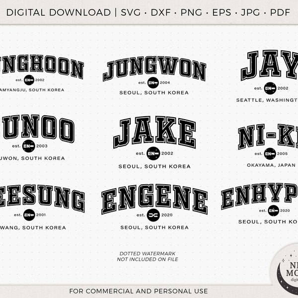 Enhypen Svg Eps Pdf Jpg Png | Engene Decal | Enhypen Sticker | Vector files for Cricut and Silhouette | Kpop Star Svg | Enhypen TShirt