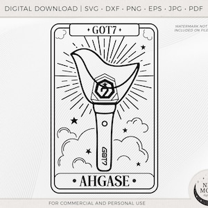Carta del tarot de luz GOT7 en formato svg / Clip Art de Ahgase / Descarga digital de KPop / Calcomanía GOT7 / Archivos vectoriales para Cricut y Silhouette