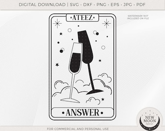 Ateez Answer Tarot Card  | Ateez svg | KPop Vector | Instant Download for Cricut Silhouette DXF digital cut file Png shirt | Atiny svg