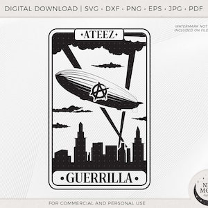 Vecteur de guérilla | Svg Ateez | Autocollant KPop | Téléchargement instantané pour Cricut Silhouette DXF fichier de coupe numérique Png shirt | Petite carte de tarot svg