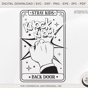 Carta del tarot de la puerta trasera de Stray Kids svg / Clip art de SKZ / Descarga digital de KPop / Calcomanía de Stray Kids / Archivos vectoriales para Cricut y Silhouette