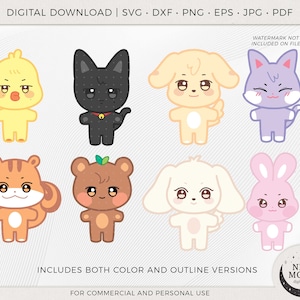 Aniteez Svg Eps Pdf Jpg Png / Calcomanía de Ateez / SKZ Svg / Archivos de corte para Cricut y Silhouette / Kpop Svg / Camiseta de personajes KPop / Regalo ATiny