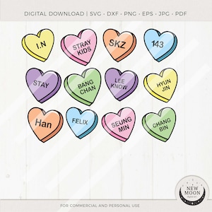 Stray Kids Conversation Hearts Svg Eps Pdf Jpg Png | Stay Decal | Vector files for Cricut and Silhouette | SKZ Svg | Stray Kids Clip Art